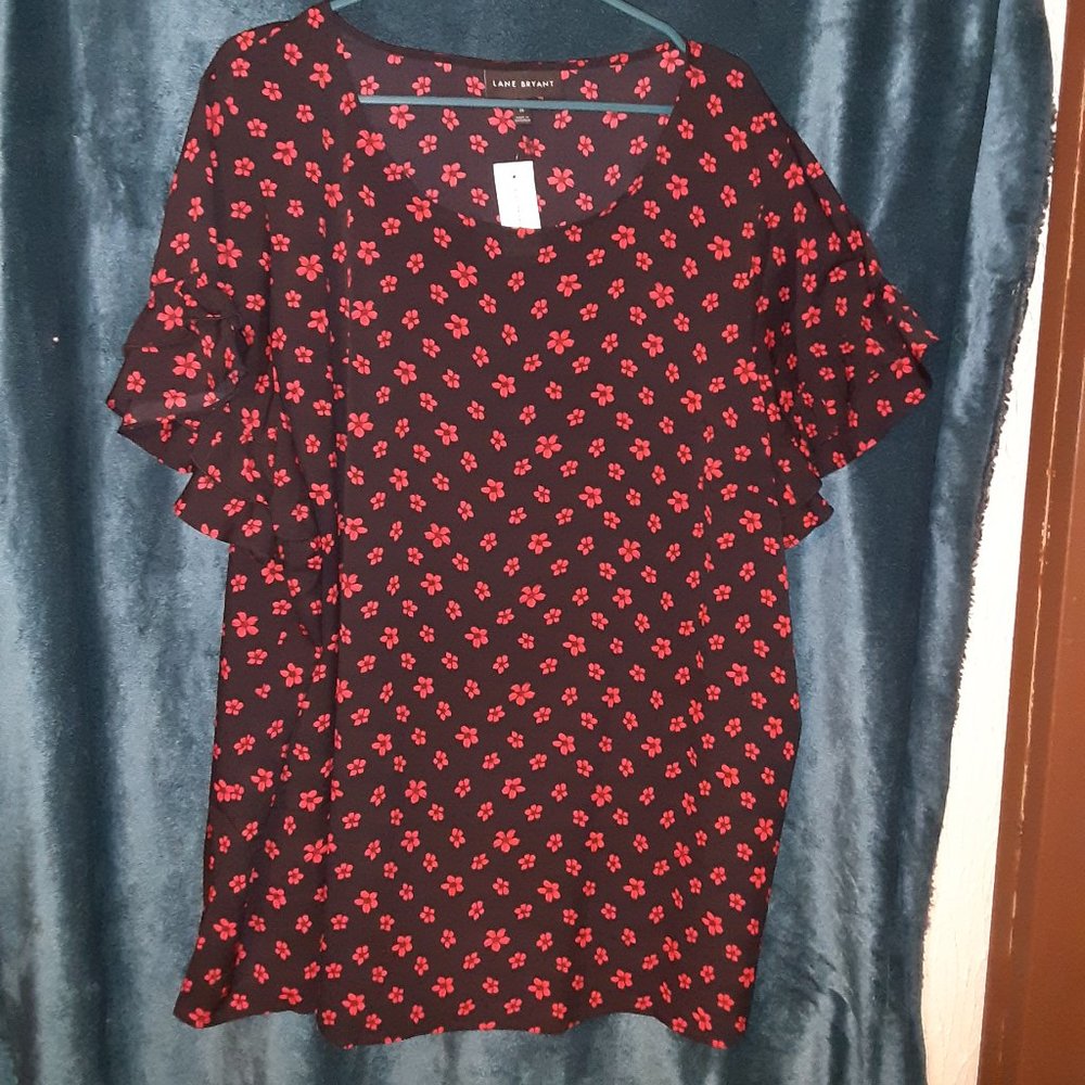 NWT Lane Bryant black and red blouse size 26